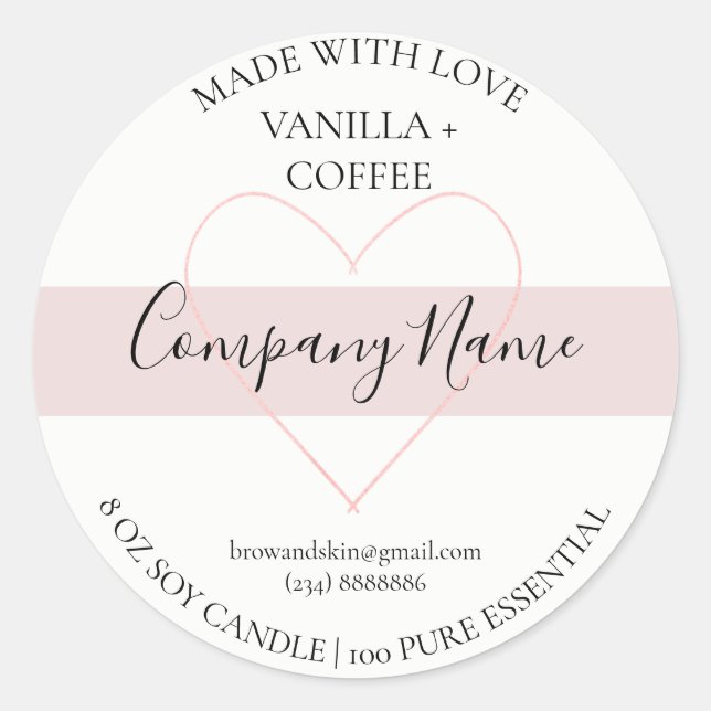 Homemade Candle Label – Personalised Handcrafted C (Front)