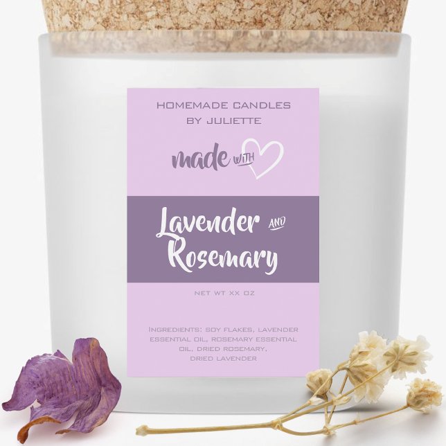 Homemade Candles Product Packaging Lilac Lavender Food Label (Creator Uploaded)