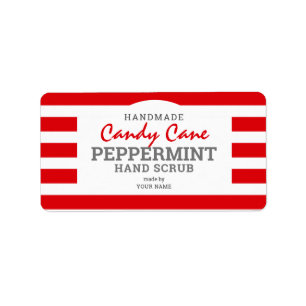 Homemade Candy Cane Peppermint Hand Sugar Scrub Label