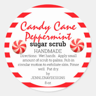 Homemade Candy Cane Peppermint Sugar Scrub DIY Classic Round Sticker