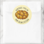 Homemade Challah Personalised Baked By Kitchen Classic Round Sticker<br><div class="desc">Design features an original marker illustration of a classic loaf of braided challah bread. Simply personalise with your information.

Don't see what you're looking for? Need help with customisation? Click "contact this designer" to have something created just for you!</div>
