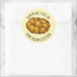 Homemade Challah Personalised Baked By Kitchen Classic Round Sticker<br><div class="desc">Design features an original marker illustration of a classic loaf of braided challah bread. Simply personalise with your information.

Don't see what you're looking for? Need help with customisation? Click "contact this designer" to have something created just for you!</div>