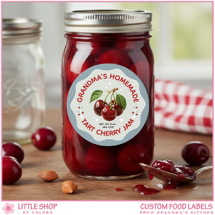 Homemade Cherry Jam Canning Jar Labels