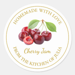Homemade Cherry Jam Label White