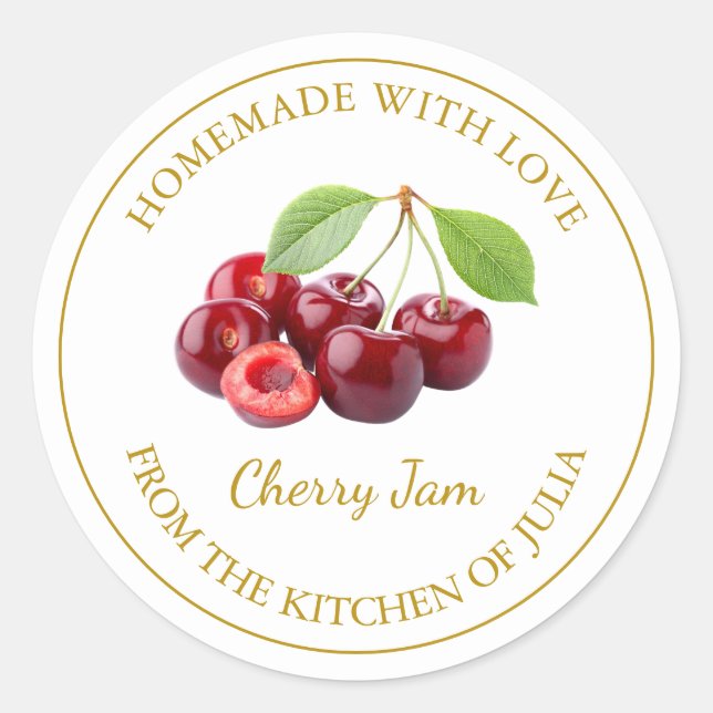 Homemade Cherry Jam Label | White (Front)