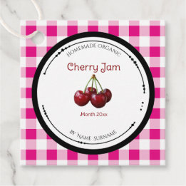 Homemade Cherry Jam Label With Ingredients