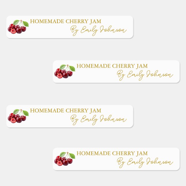 Homemade Cherry Jam Thin Label (Group)