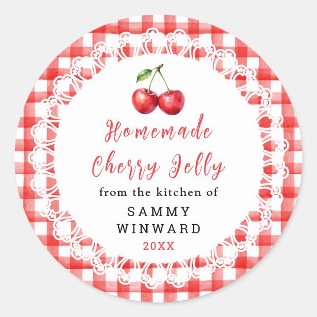 Homemade Cherry Jelly Jar Label (Front)