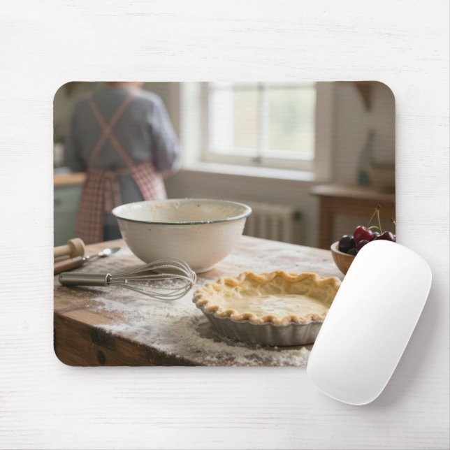 Homemade Cherry Pie In a Retro Kitchen Mouse Pad (With Mouse)