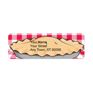 homemade cherry pie on chequered background return address label