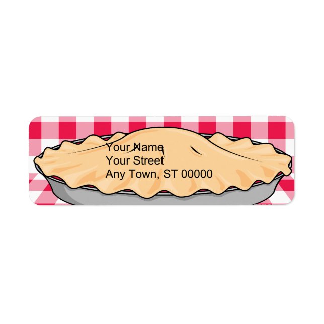 homemade cherry pie on chequered background return address label (Front)