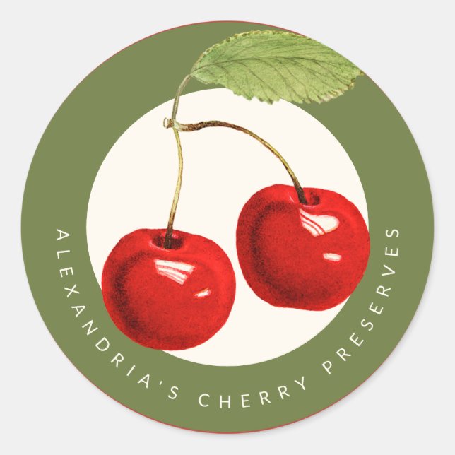 Homemade Cherry Preserves or Jam Classic Round Sticker (Front)