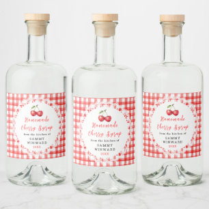 Homemade Cherry Syrup Bottle Label