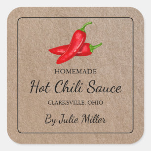Homemade Chilli Sauce Square Kraft Paper Label