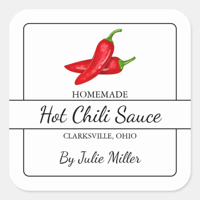Homemade Chilli Sauce Square Label (Front)