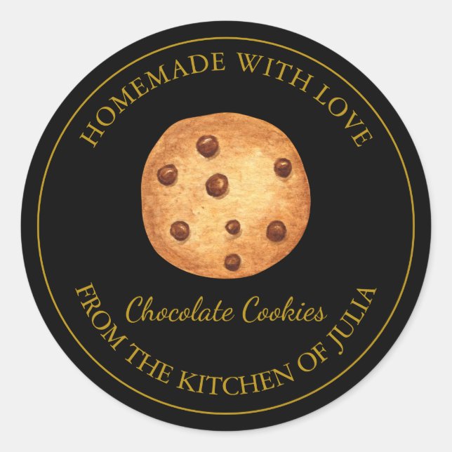 Homemade Chocolate Cookies Label | Black (Front)