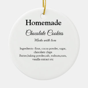 Homemade chocolate cookies made with love add text ceramic ornament