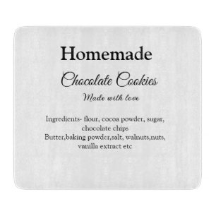 Homemade chocolate cookies made with love add text cutting board