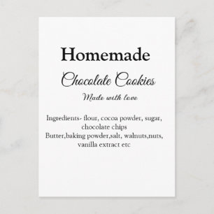 Homemade chocolate cookies made with love add text postcard