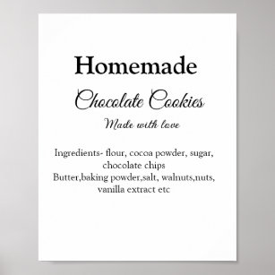 Homemade chocolate cookies made with love add text poster