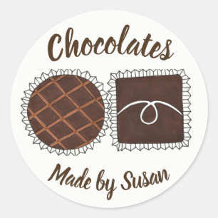Homemade Chocolate Personalised Chocolatier Bonbon Classic Round Sticker