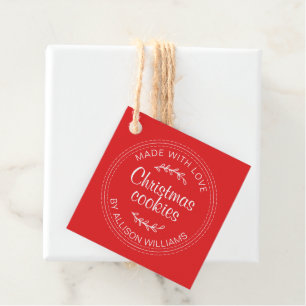 Homemade Christmas Cookies Bright Red Favour Tags