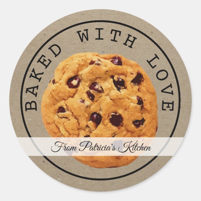 Homemade Christmas Cookies Kraft Baked With Love Classic Round Sticker (Front)