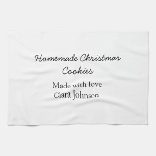 Homemade Christmas cookies made with love add name Tea Towel