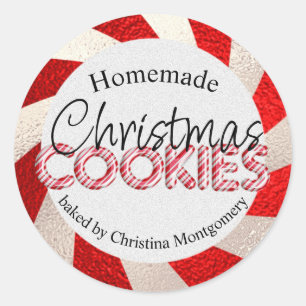 Homemade Christmas Cookies Peppermint Balloons  Classic Round Sticker