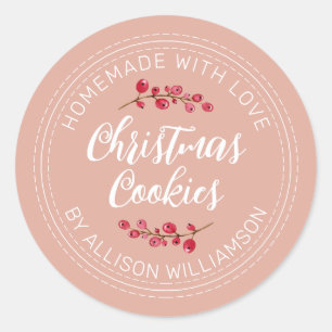 Homemade Christmas Cranberry Cookies Dusty Pink Classic Round Sticker