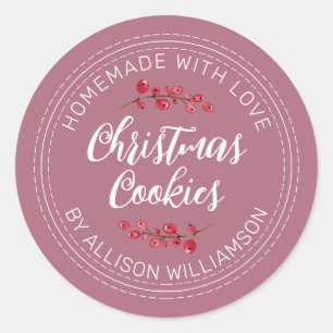 Homemade Christmas Cranberry Cookies Dusty Rose Classic Round Sticker