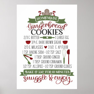 homemade Christmas gingerbread cookies kitchen Poster