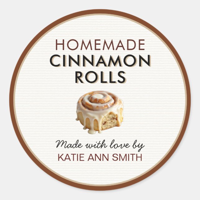 Homemade Cinnamon Rolls Label With Love Stickers (Front)