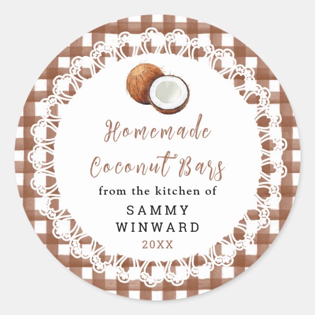 Homemade Coconut Bar Label (Front)