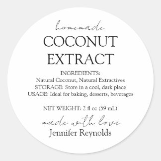 Homemade Coconut Extract Bottle Instructions Classic Round Sticker