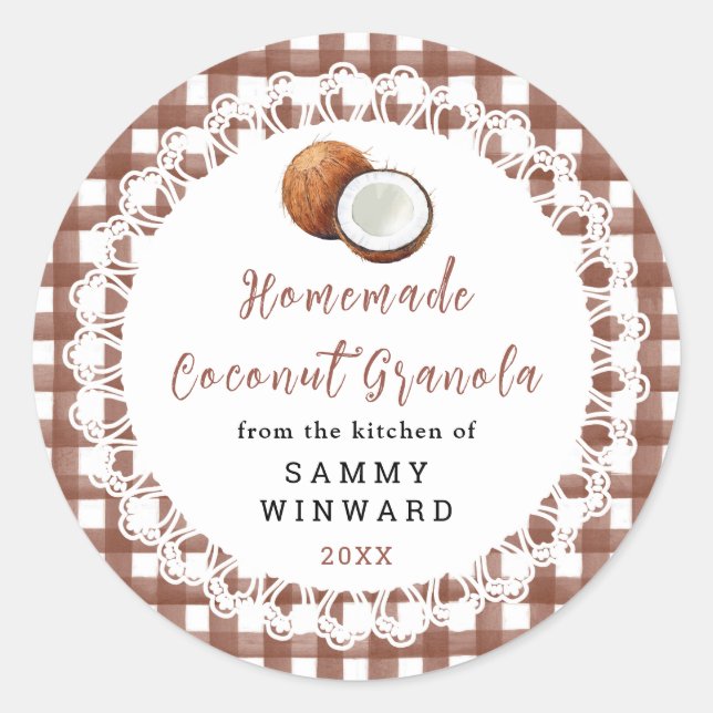 Homemade Coconut Granola Label (Front)