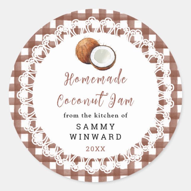 Homemade Coconut Jam Label (Front)