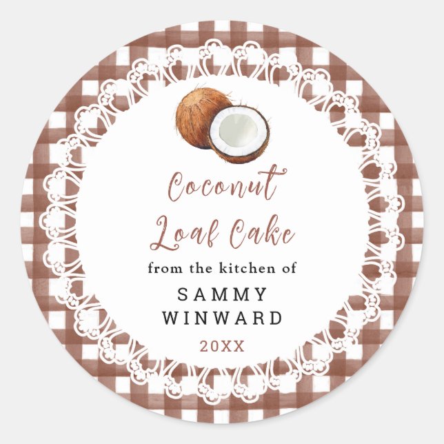 Homemade Coconut Loaf Cake Label (Front)