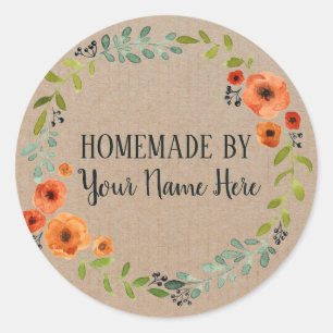 Homemade Cookie Cake Vintage Craft Floral Wreath Classic Round Sticker