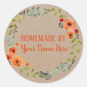 Homemade Cookie Cake Vintage Craft Floral Wreath Classic Round Sticker
