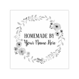 Homemade Cookie Cake Vintage Craft Floral Wreath Self-inking Stamp