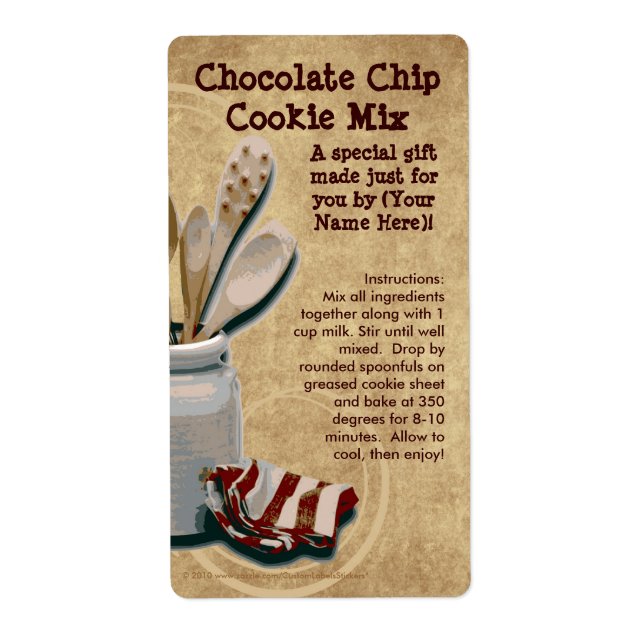 Homemade Cookie Mix Gift Jar Labels, Personalised (Front)