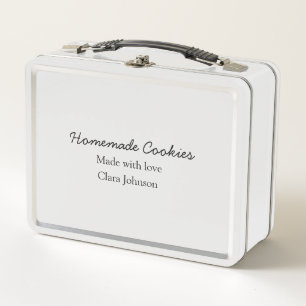Homemade cookiers add your text name custom throw metal lunch box