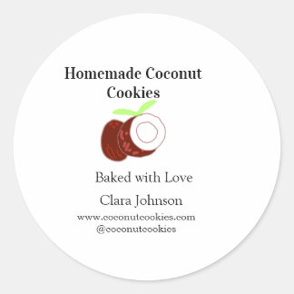 Homemade cookies coconut fresh name website social classic round sticker