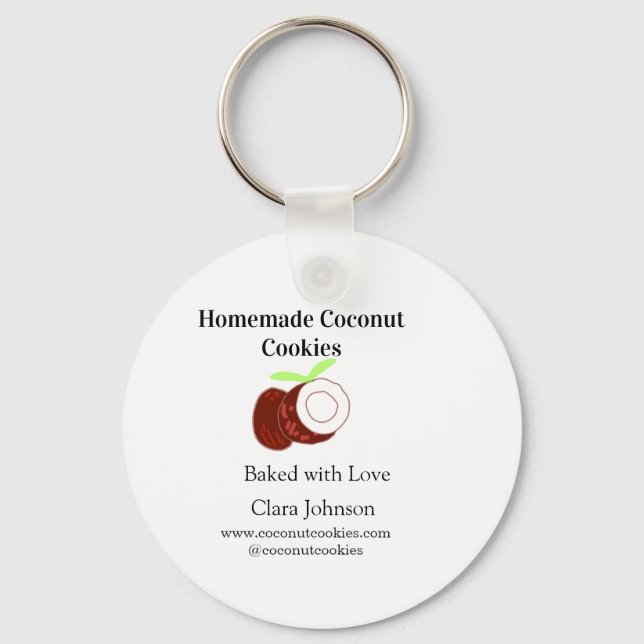 Homemade cookies coconut fresh name website social key ring (Front)