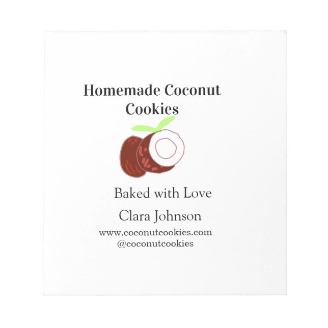 Homemade cookies coconut fresh name website social notepad (Front)