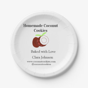 Homemade cookies coconut fresh name website social paper plate
