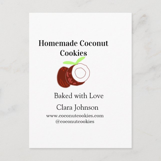 Homemade cookies coconut fresh name website social postcard (Front)