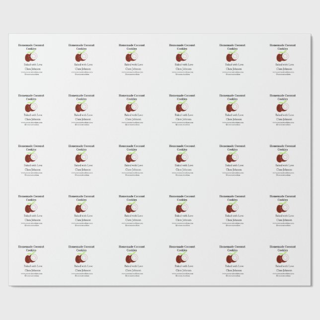 Homemade cookies coconut fresh name website social wrapping paper (Flat)