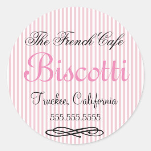 Homemade Cookies Pink Stripes Classic Round Sticker